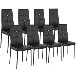 8 sillas de comedor polipiel con brillantes 40 x 42 x 97 cm negro