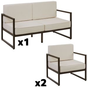 Conjunto de jardín para 4 personas con acolchado xxl, marrón/beige