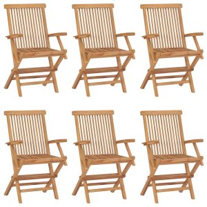 vidaXL sillas de jardín plegables 6 unidades madera maciza de teca