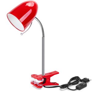 Aigostar lámpara escritorio con pinza retro, E27, cable 153cm, rojo