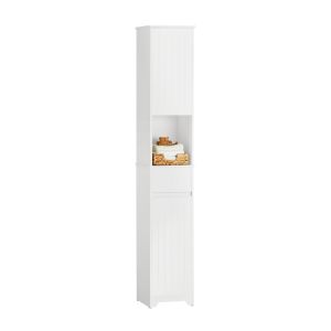 Armario alto de baño con 1 cesto y 1 cajón bzr109-w sobuy