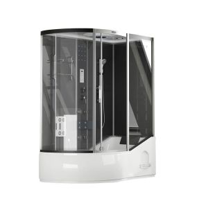 Cabina de ducha con bañera allin 2in1 - 170 x 90 negro izquierda