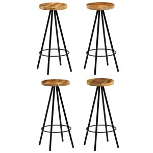 vidaXL taburetes de barra de cocina 4 unidades madera maciza de mango