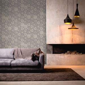 Papel pintado tnt cubos 3d combinados plata y beige