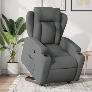Sillón reclinable elevable de tela gris oscuro qweo6035