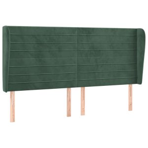 vidaXL cabecero con orejas de terciopelo verde oscuro 203x23x118/128cm