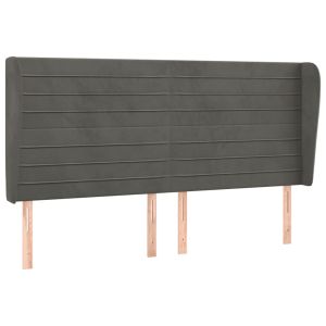 vidaXL cabecero con orejas de terciopelo gris oscuro 203x23x118/128 cm