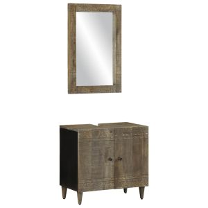 Conjunto de muebles de baño 2 piezas madera maciza de mango esb4871