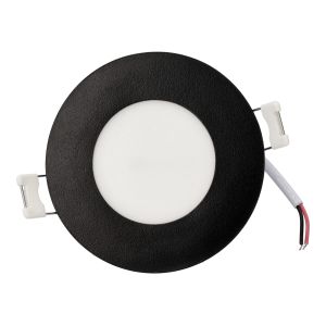 Downlight LED redondo empotrable 12v, 3w, luz cálida 3000k. Marco negro