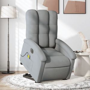 Sillón de masaje eléctrico reclinable elevable tela gris claro qweo1284