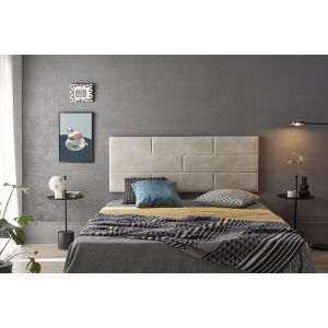 Cabecero 130 ladrillos tela antimanchas 152x57x5 blanco roto