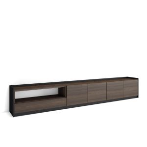 Mueble tv, 310x50x37cm, roble oscuro y negro rf4300