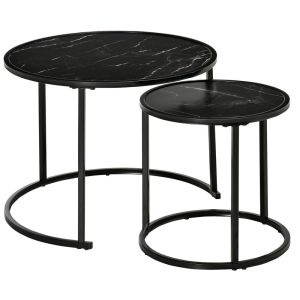 Set 2 mesas auxiliare 60x60x46 cm acero y mdf Homcom