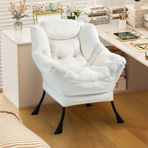 Sillón relax metal blanco roto bolsillo lateral salón dorm y balcón