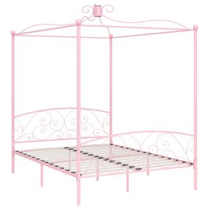 vidaXL estructura cama con dosel sin colchón metal rosa 160x200 cm