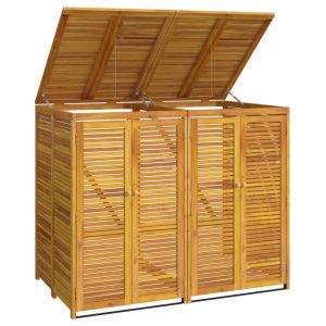 vidaXL cobertizo doble para cubo de basura madera acacia 140x89x117 cm