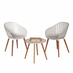 Conjunto de jardín chillvert lacio madera y resina 2 sillas + 1 mesa blanco