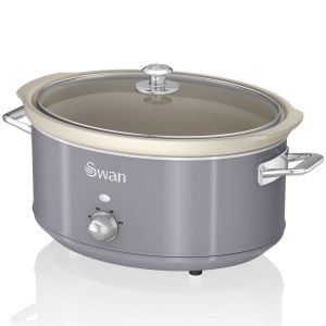 Retro olla cocción lenta, 6,5l, recipiente ex swan sf17031grneu gris 320w