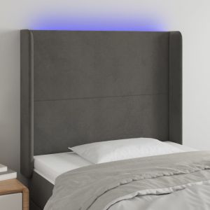 Cabecero con LED de terciopelo gris oscuro 83x16x118/128 cm eso3145