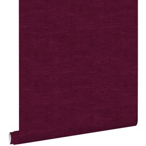 Estahome papel pintado liso con efecto lino rojo burdeos 53 cm x 10.05 m