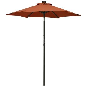 Sombrilla de jardín con luces LED aluminio terracota 200x211 cm eerf3934