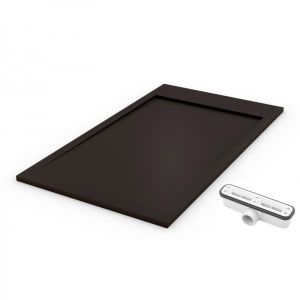 Plato de ducha de resina negro  - 70x130cm - mod. Ambiente válvula + tapa