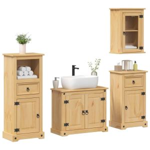 Juego de muebles de baño corona 4 pzas madera maciza pino