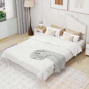 Cama de matrimonio 160x200cm con cabecero geométrico