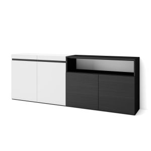 Aparador para salón, 200x75x35cm, blanco y negro  rf2395