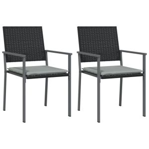 vidaXL sillas jardín cojines 2 uds ratán sintético negro 54x62,5x89 cm