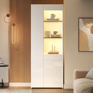Vitrina con 2 puertas 1 cajón y LED blanco 180x70x35cm
