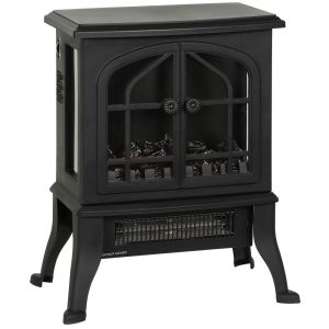 Chimenea eléctrica 39x24x48 cm plástico, vidrio Homcom