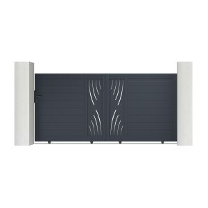 Puerta corredera veleta 300x140 cm + puerta 100x140 cm + 4 postes elda