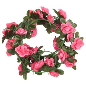 vidaXL guirnaldas de flores artificiales 6 uds rojo y rosa 240 cm