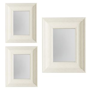 Dekoarte - set de 3 espejos decorativos con marco vintage blanco