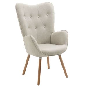 Meubles cosy sillón escandinavo con reposabrazos en tejido beige capitoné -