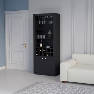 Mueble bar nebo en melamina con 4 estantes , 190 cm  x 75 cm  x 36.5 cm