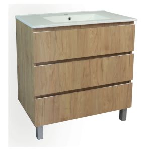 Mueble pedestal trendy - 3 cajones - 80cm -  acabado madera mate - lavabo