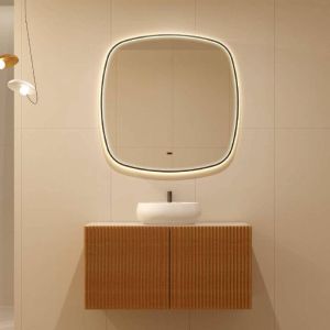Espejo de baño LED cuadrado catania 100x100 oro rosa cepillado antivaho