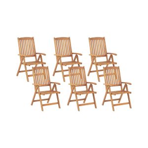 Conjunto de 6 sillas de jardín java madera de acacia marrón claro