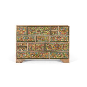 Cómoda selva de madera de mango en color natural y multicolor 116 cm