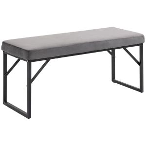 Banco acolchado de terciopelo gris oscuro para dormitorio y recibidor