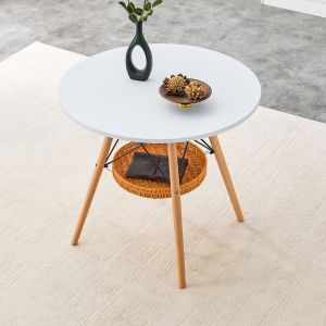 Mesa de comedor redonda para 2 a 4 personas madera blanco 80x80x75cm