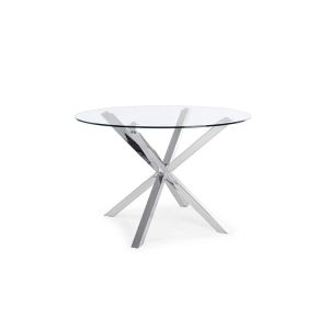 Mesa redonda de cristal templado aurora 120cm. Comedor o cocina, gris
