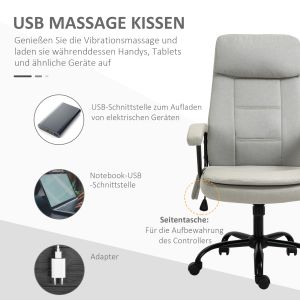 Silla de oficina beige poli masaje vibratorio altura regulable balancín