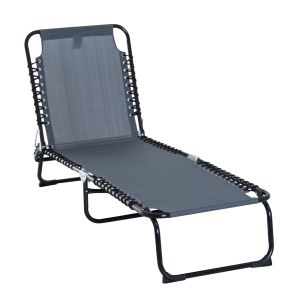 Tumbona reclinable acero, PVC color gris 197x58x26 cm outsunny