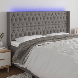 Cabecero con LED de tela gris oscuro 183x16x118/128 cm eso9049