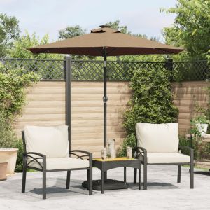 Sombrilla jardín con luces LED poste acero taupe 225x225x212cm eerf8088