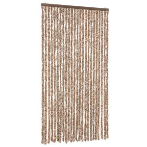 vidaXL cortina antimoscas chenilla beige y marrón oscuro 100x200 cm