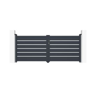 Pack puerta batiente vogel 3m h.120cm + puerta peatonal 1m h.120cm gris